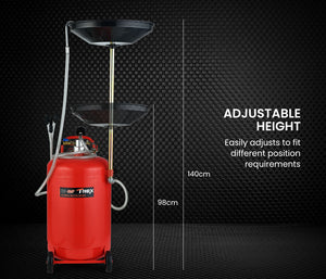 80L Mobile Waste Oil Drainer Tank with Telescopic Pneumatic Extractor Probes for Workshop