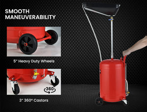 80L Mobile Waste Oil Drainer with Telescopic Design and Air Compressor Fitting for Workshop