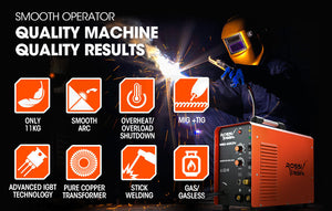220A MIG Welder Inverter TIG Gasless Portable Welding Machine MMA ARC | Plug Type: 15A | Brand: ROSSI