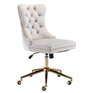 Beige Velvet Home Office Chair