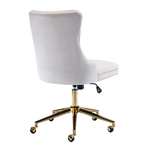 Beige Velvet Home Office Chair