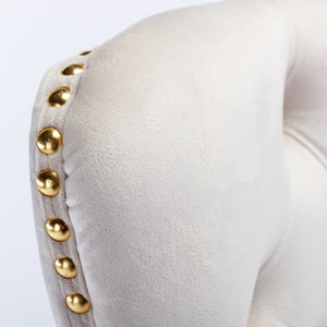 Beige Velvet Home Office Chair