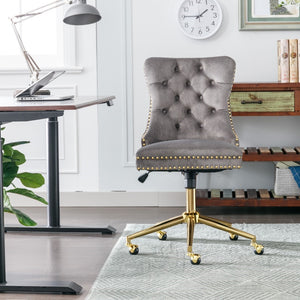 Grey Velvet Home Office Chair