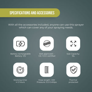 16L Rechargeable Backpack Pressure Sprayer | Portable Electric Garden Weed Pump