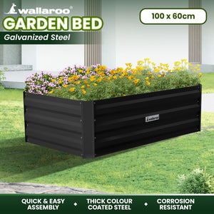 Wallaroo Garden Bed | Dimensions: 100 x 60 x 30cm | Made of Galvanized Steel | Color: Black