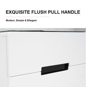 Smart Bedside Tables Finger Print Lock Side 3 Drawers Wireless Charging USB Nightstand LED AU