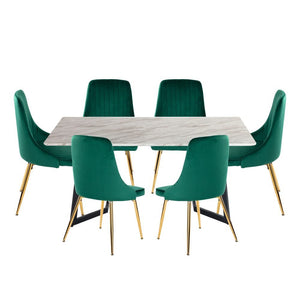 Marbleous Green Velvet Dining Set
