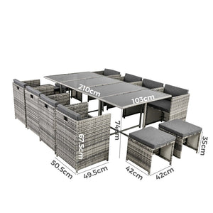Outdoor Dining Set - Bali | 13PC | Grey