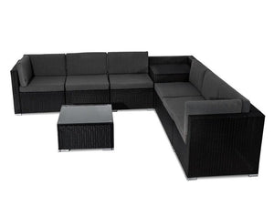 8PCS Outdoor Furniture Modular Lounge Sofa Lizard – Black