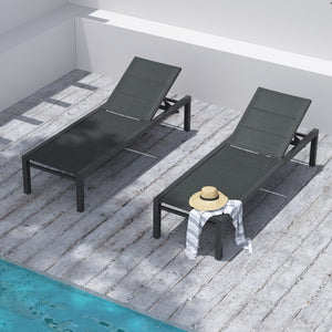 Adjustable Outdoor Sun Lounger - Aluminium in Dark Grey
