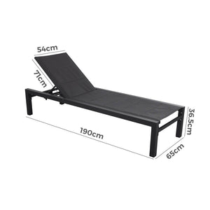 Adjustable Outdoor Sun Lounger - Aluminium in Dark Grey