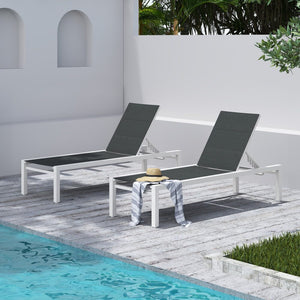 Adjustable Outdoor Sun Lounger - Aluminium in White