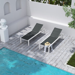 Adjustable Outdoor Sun Lounger - Aluminium in White