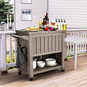 Garden Bar Serving Cart with Cooler | Taupe