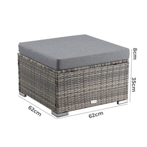 Outdoor Wicker Ottoman in Grey