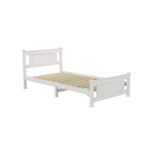 Single Solid Pine Timber Bed Frame - White | Simple and Sturdy Design