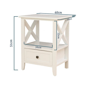 2-tier Bedside Table with Storage Drawer 2 PC - White