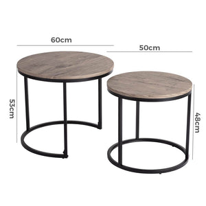 2 Piece Nesting Coffee Tables Set Dark Grey