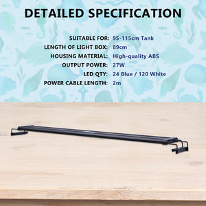 Dynamic Power 33W Aquarium Blue White LED Light for Tank 120-140cm