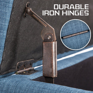 La Bella 102cm Dark Blue Storage Ottoman Stool Fabric