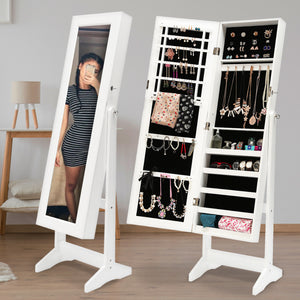 La Bella 146cm White Mirror Jewellery Cabinet Storage Organiser LUVO