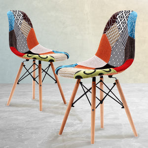 La Bella 2 Set Multi Colour Retro Dining Cafe Chair DSW Fabric - The Hippie House