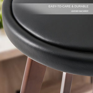 La Bella 2 Set 72cm Black Brown Wooden Bar Stool Leila Leather