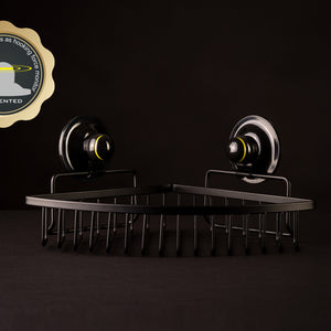 KiahLoc Black Medium Corner Basket Removable Suction