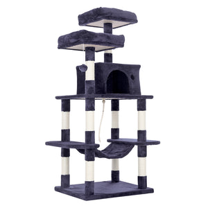 Paw Mate 145cm Grey Cat Tree with Sisal Scratching Post