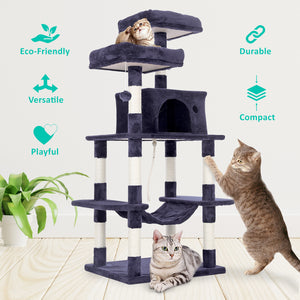 Paw Mate 145cm Grey Cat Tree with Sisal Scratching Post