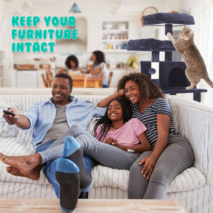 Paw Mate 145cm Grey Cat Tree with Sisal Scratching Post