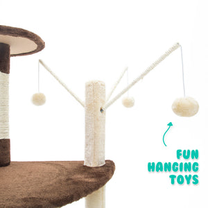 Paw Mate 96cm Brown Cat Tree | Luna Multi-Level Scratcher