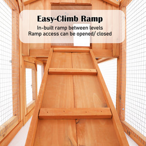 Paw Mate Rabbit Hutch Chicken Coop | 2-Storey Pet Cage Run | 148x44x84.5cm