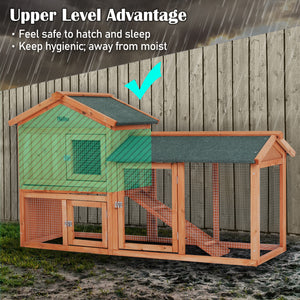 Paw Mate Rabbit Hutch Chicken Coop | 2-Storey Pet Cage Run | 148x44x84.5cm