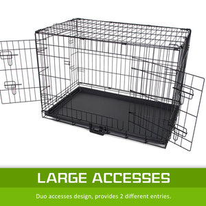 Paw Mate Wire Dog Cage Foldable Crate Kennel 30in with Tray + Blue Cover Combo - The Hippie House