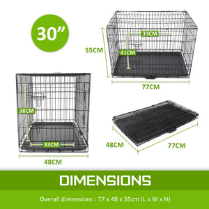 Paw Mate Wire Dog Cage Foldable Crate Kennel 30in with Tray + Blue Cover Combo - The Hippie House