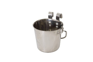 Stainless Steel Pet Parrot Feeder/Dog Cat Bowl Water Bucket - 2.8L Flat Sided with Riveted Hooks