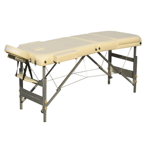 Portable Aluminium Massage Table with 3 Folds | Beauty Therapy Bed | Beige