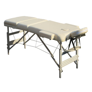 Portable Aluminium Massage Table with 3 Folds | Beauty Therapy Bed | Beige