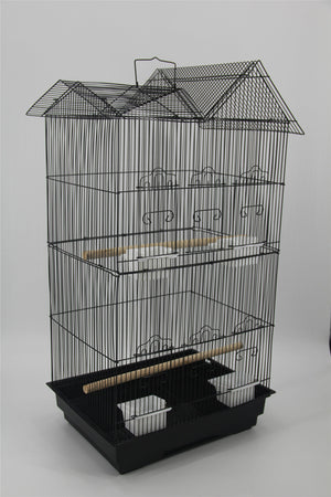 Medium Size Bird Cage Parrot Budgie Aviary - Black | Complete Bird Habitat