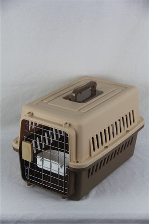 Small Dog Cat Rabbit Crate | Pet Carrier with Bowl & Tray | Brown