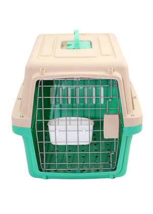 Pet Carrier Crate with Bowl and Tray | Small Size for Dogs and Cats | Green