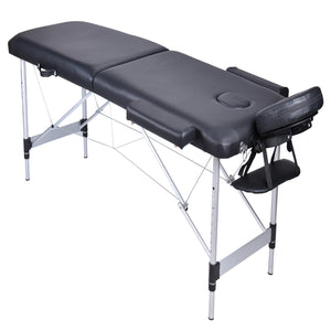 2-Fold Portable Massage Table - Aluminium - Black