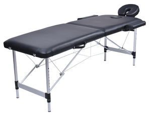 2-Fold Portable Massage Table - Aluminium - Black