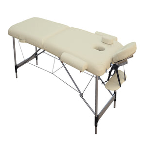 2-Fold Portable Massage Table - Aluminium - Beige