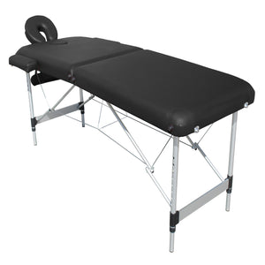 2-Fold Portable Massage Table - Aluminium - Black