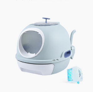 Cat Toilet Litter Box with Sky Window & Photocatalyst Purifier (Blue)