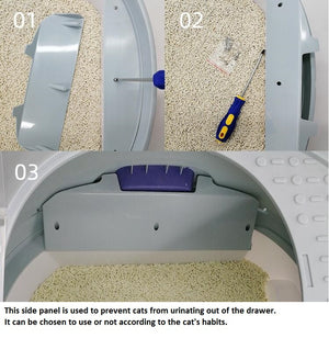 Cat Toilet Litter Box with Sky Window & Photocatalyst Purifier (Blue)