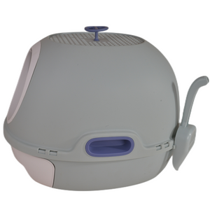 Hooded Cat Litter Box Tray House | Blue | Drawer and Scoop Included