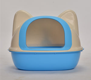 Medium Hooded Cat Toilet Litter Box | Blue | Includes Scoop